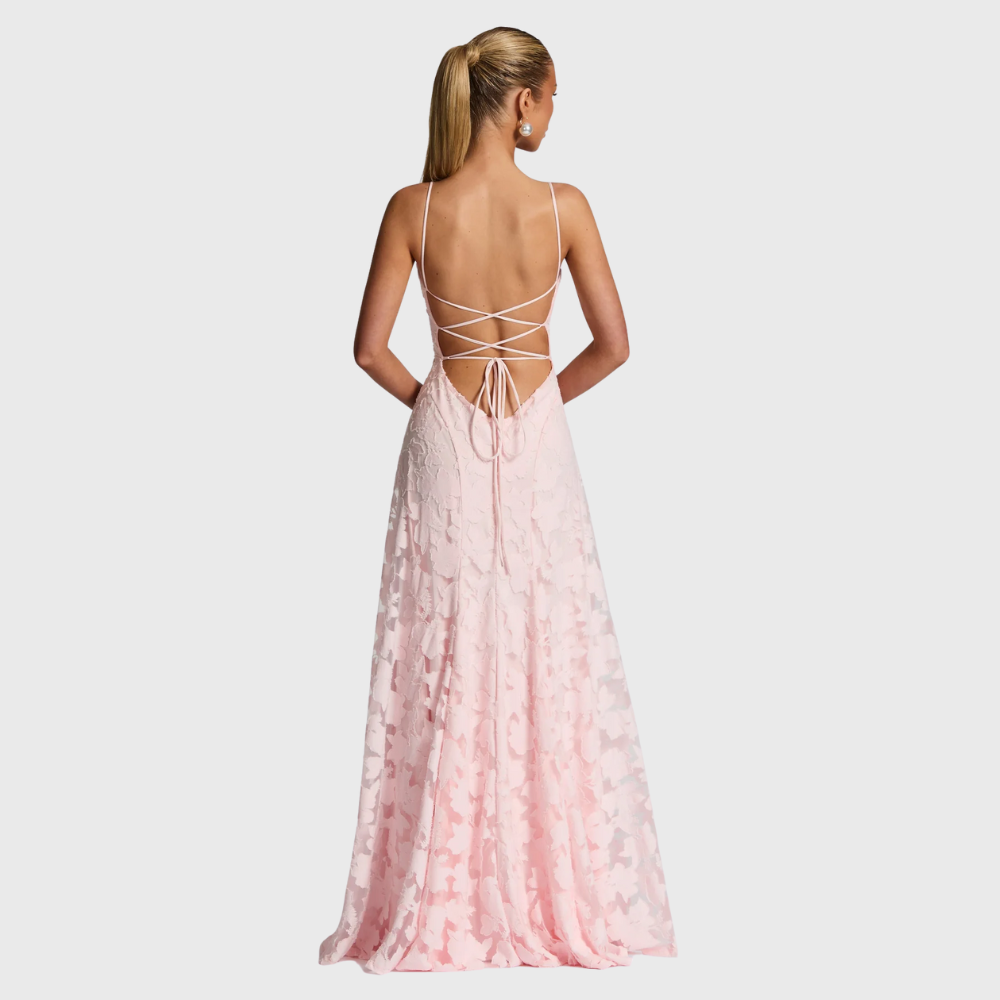Maxi dress con corsetto in pizzo