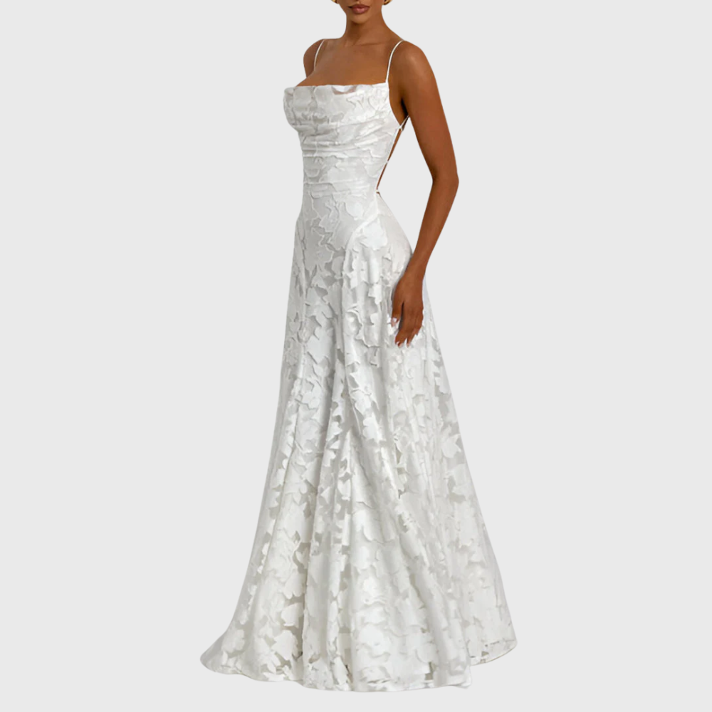 Maxi dress con corsetto in pizzo