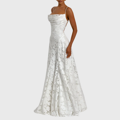 Maxi dress con corsetto in pizzo