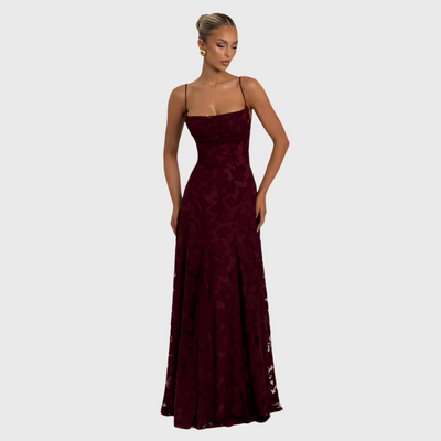Maxi dress con corsetto in pizzo
