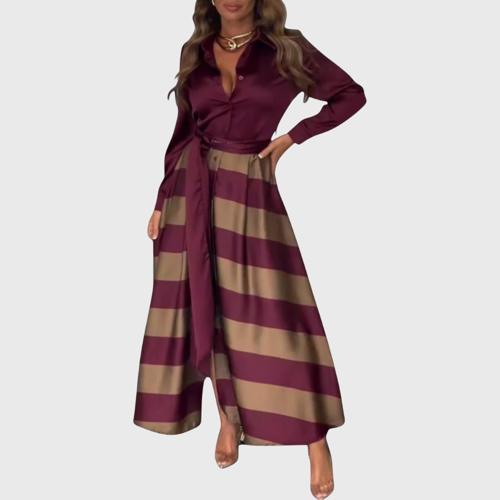 Abito camicia largo con cintura