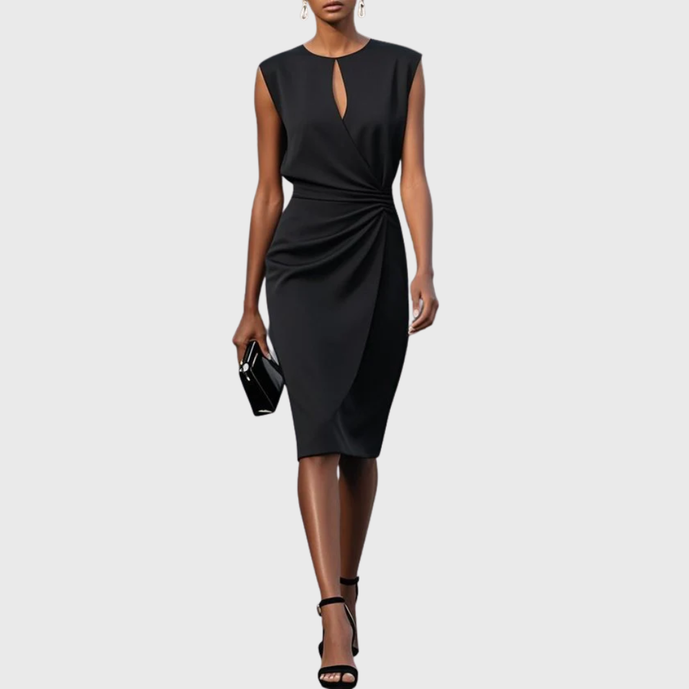 Abito midi estivo con scollo rotondo e cut-out