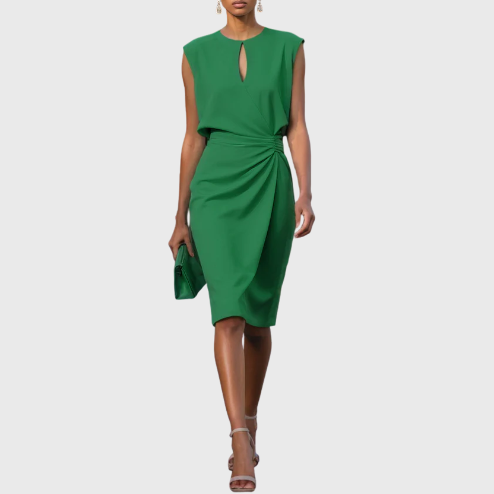 Abito midi estivo con scollo rotondo e cut-out