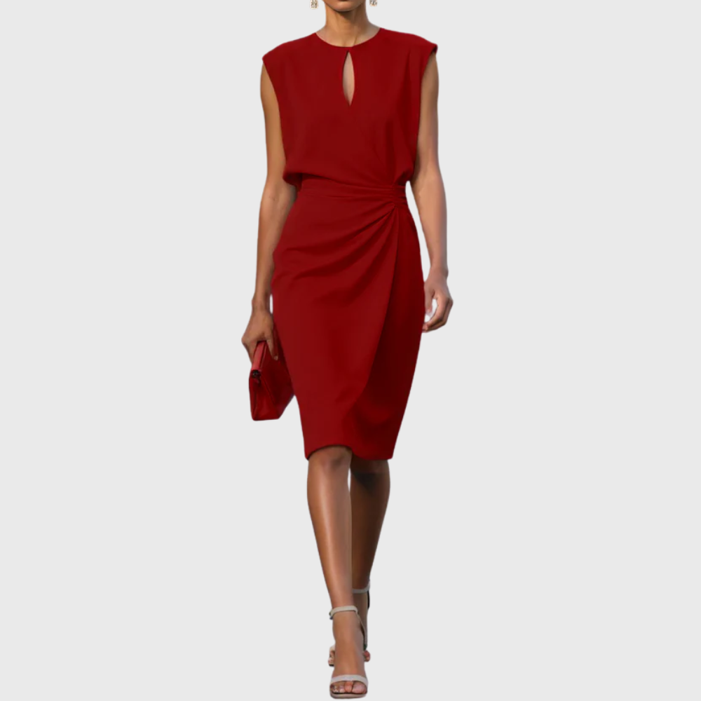 Abito midi estivo con scollo rotondo e cut-out