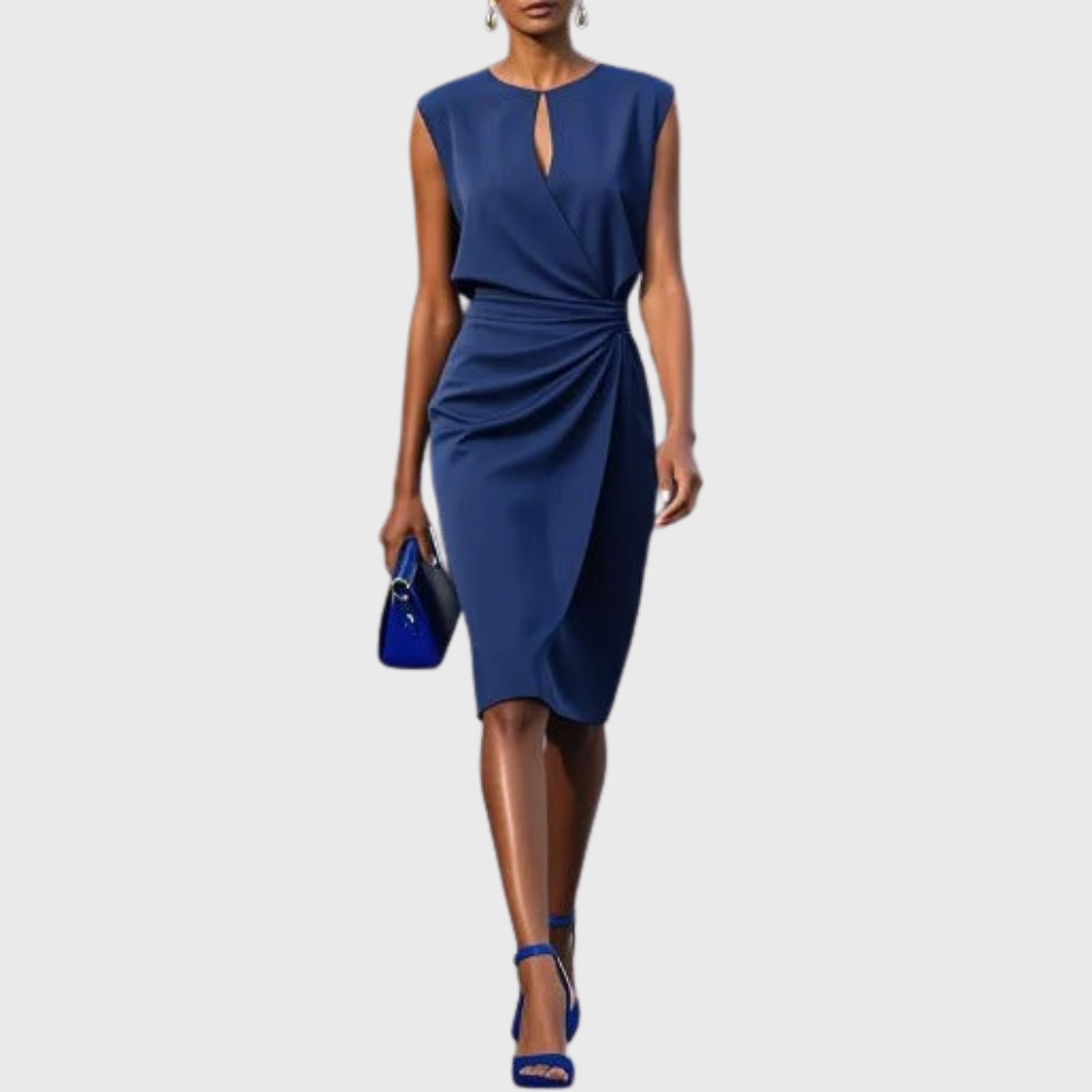 Abito midi estivo con scollo rotondo e cut-out