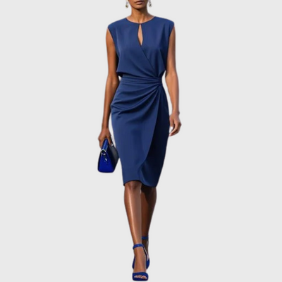 Abito midi estivo con scollo rotondo e cut-out