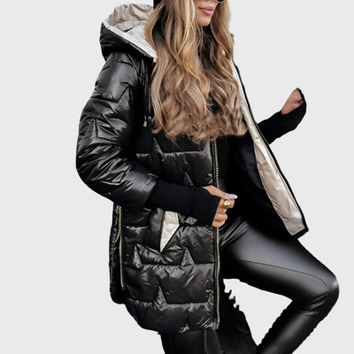 Cappotto Invernale Elegante con Cappuccio e Imbottitura