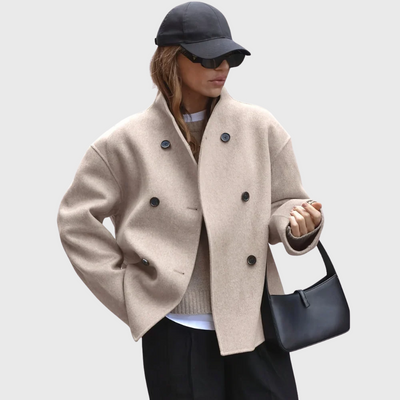 Elegante Cappotto Doppiopetto Beige
