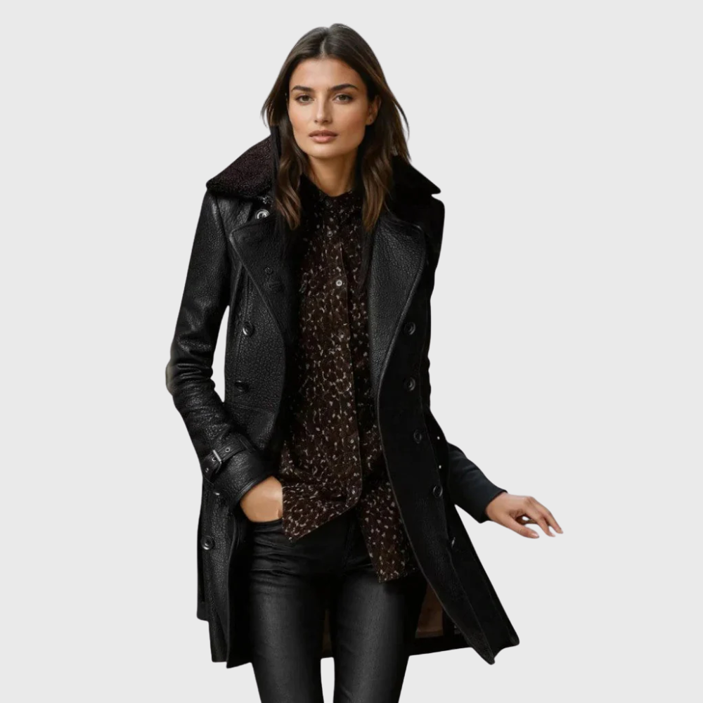 Elegante Cappotto 3/4 in Pelle