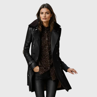 Elegante Cappotto 3/4 in Pelle