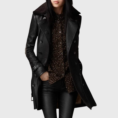 Elegante Cappotto 3/4 in Pelle