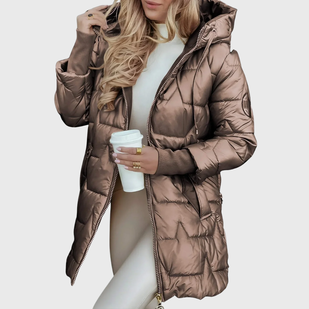 Cappotto Invernale Elegante con Cappuccio e Imbottitura