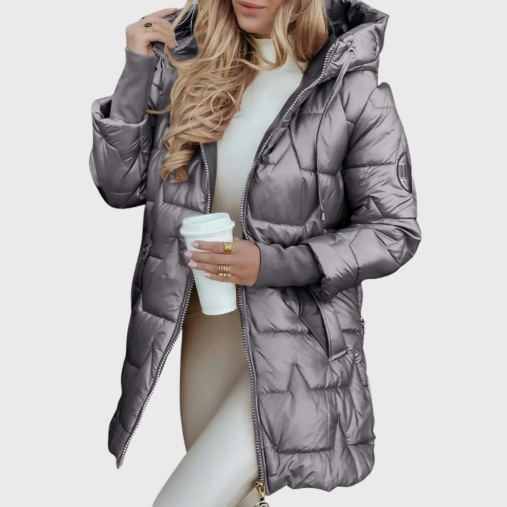 Cappotto Invernale Elegante con Cappuccio e Imbottitura