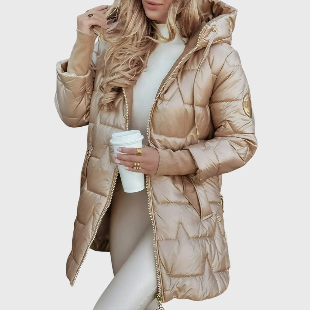 Cappotto Invernale Elegante con Cappuccio e Imbottitura
