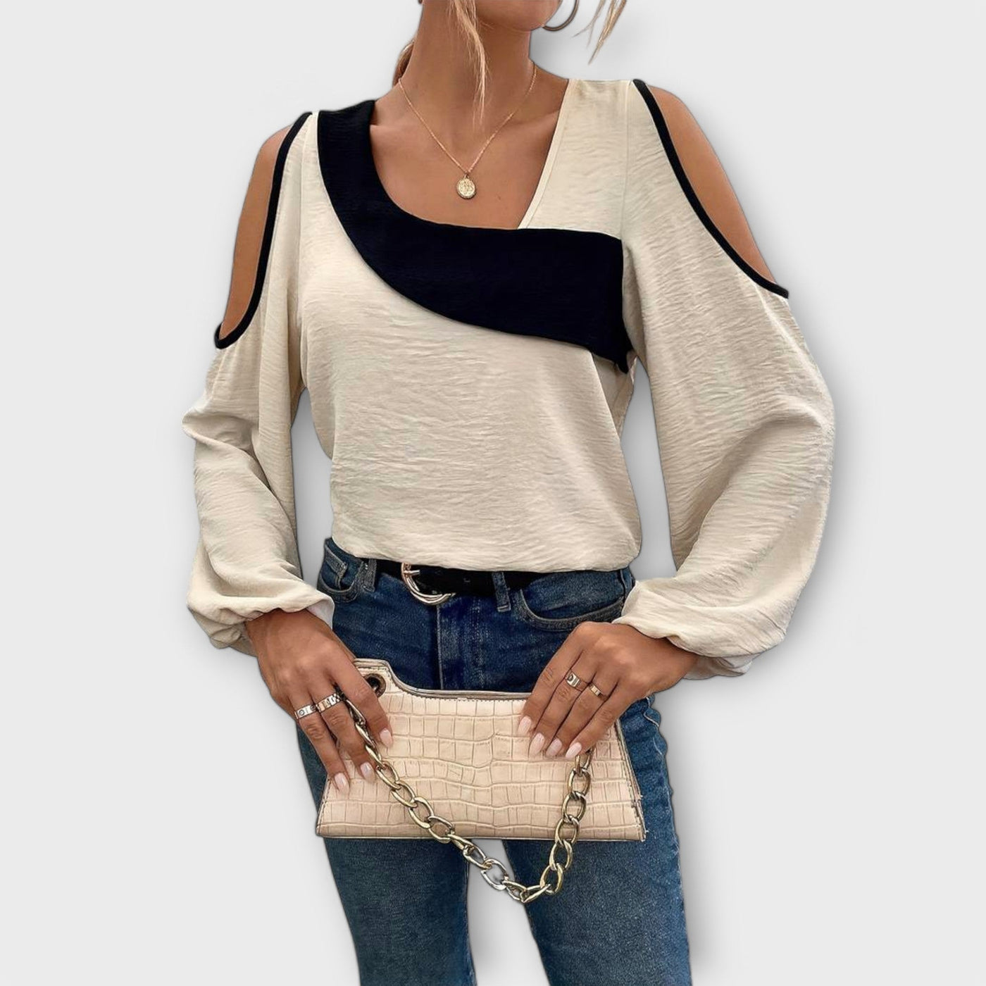 Scarlett - Blusa colorata con scollo quadrato
