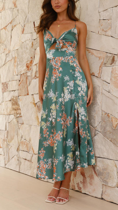 Myla | Abito Midi in Raso con Fiori