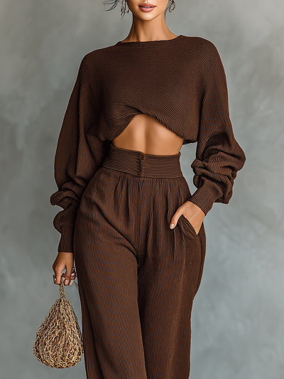 Set Maglione Corto e Pantaloni Donna