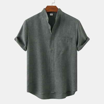 Camicia di cotone liscia con bottoni