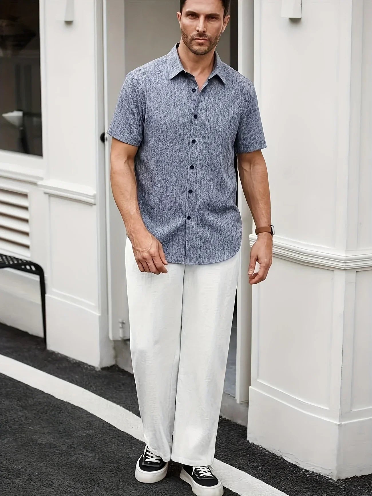 Lenoir™ | Chemise légère à manches courtes en mélange de lin