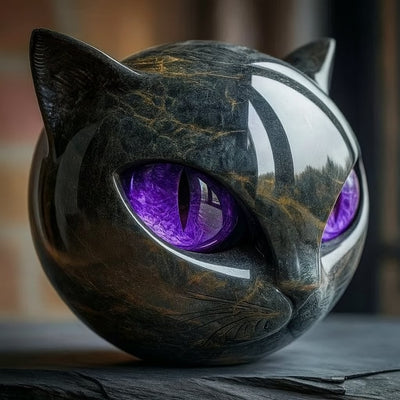 Scultura felina mistica in marmo levigato