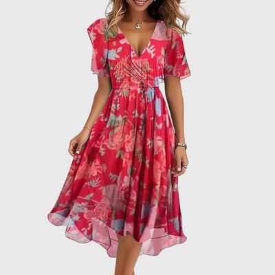 Abito da donna in chiffon con stampa floreale primaverile