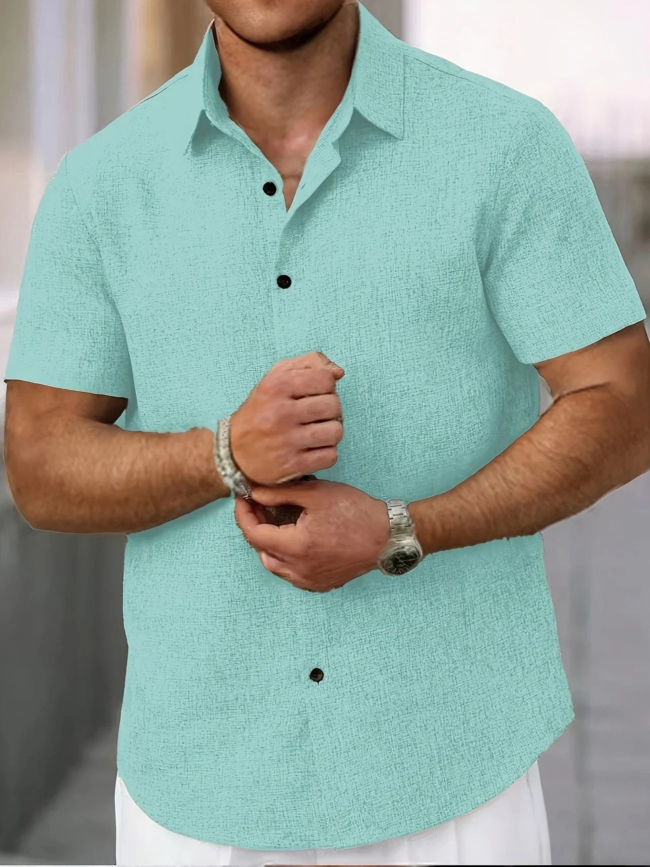 Lenoir™ | Chemise légère à manches courtes en mélange de lin