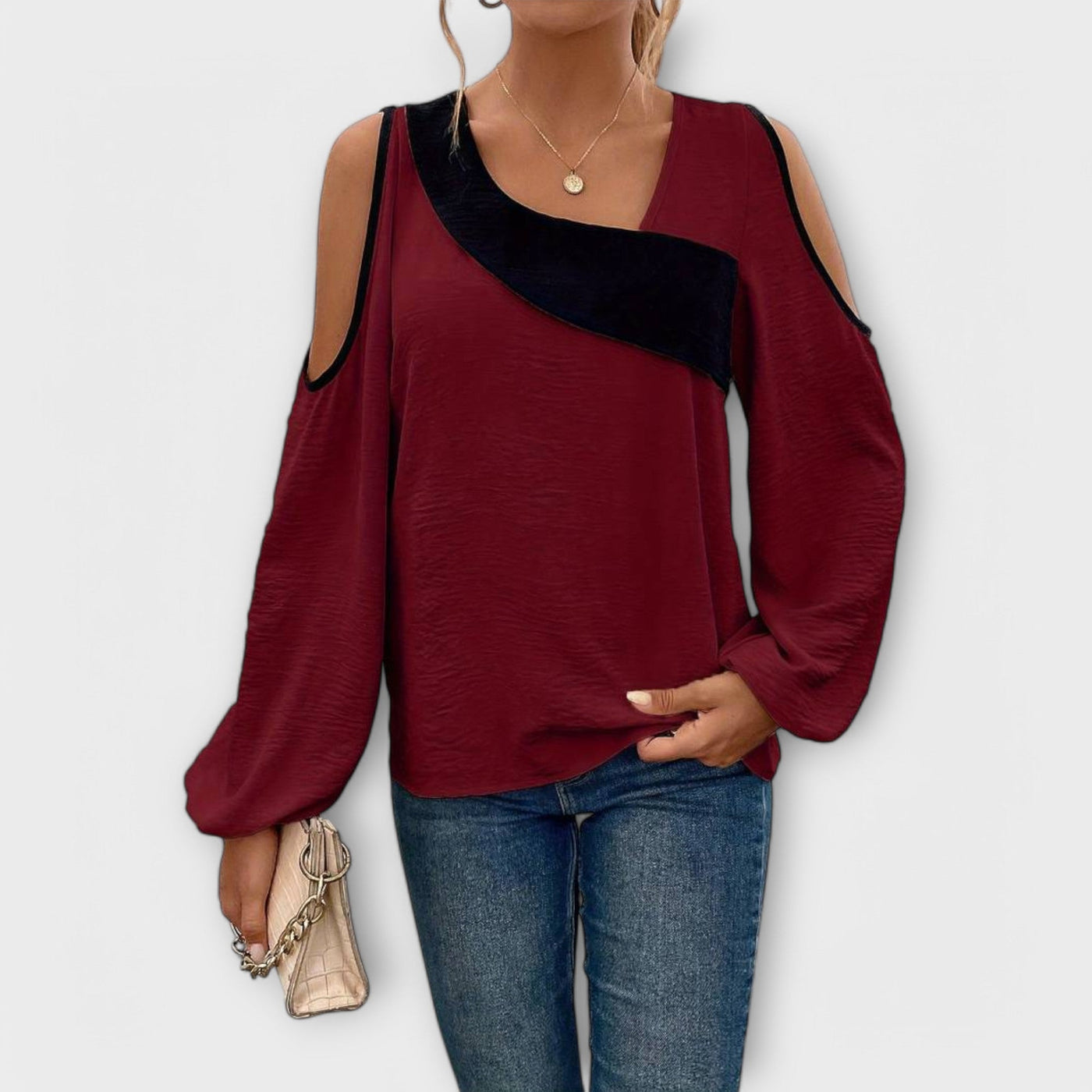 Scarlett - Blusa colorata con scollo quadrato