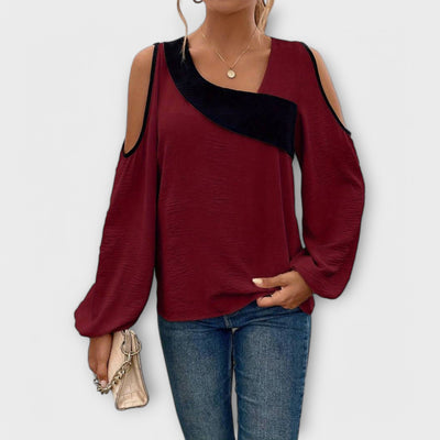 Scarlett - Blusa colorata con scollo quadrato