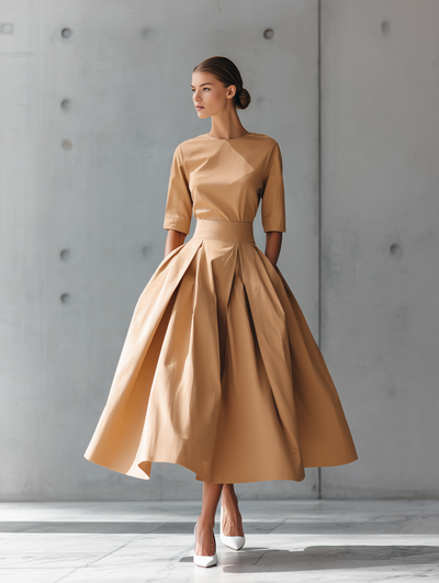 Abito Maxi in Cotone Strutturato da Donna
