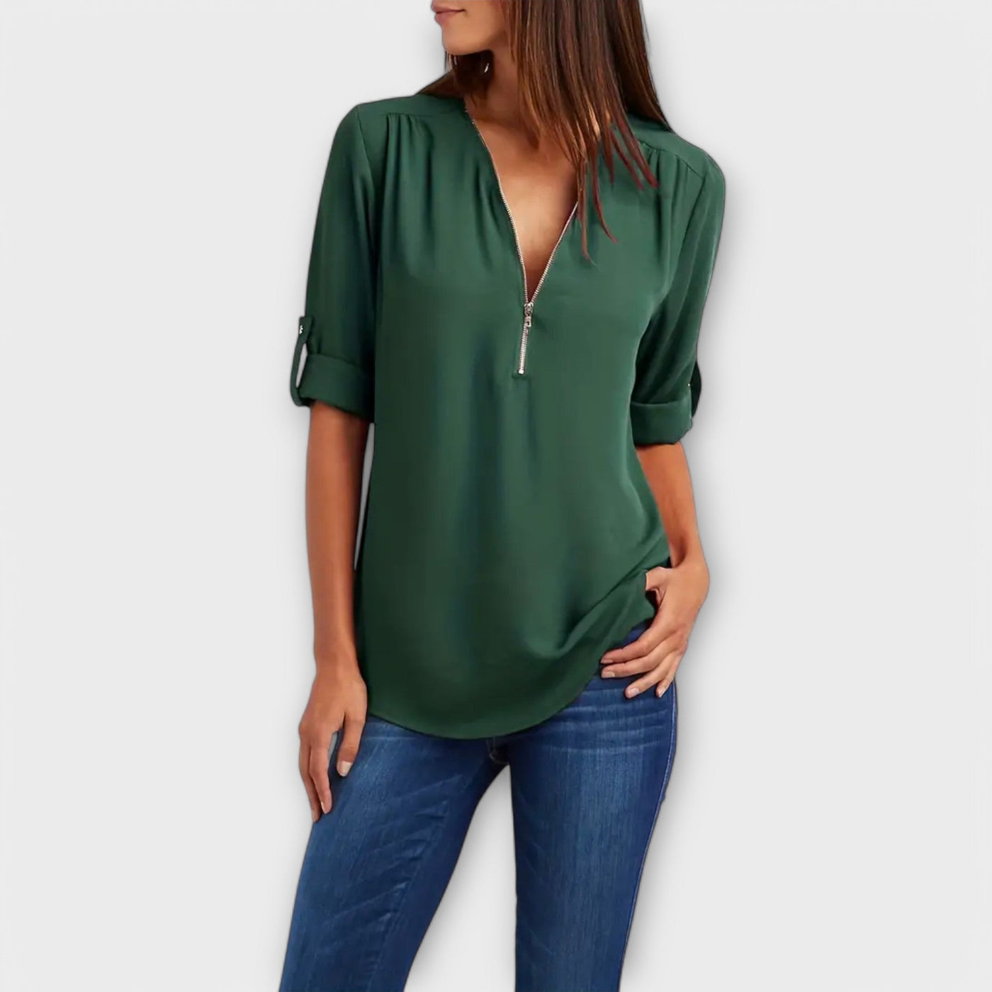 Olivia - Blusa casual con scollatura a V