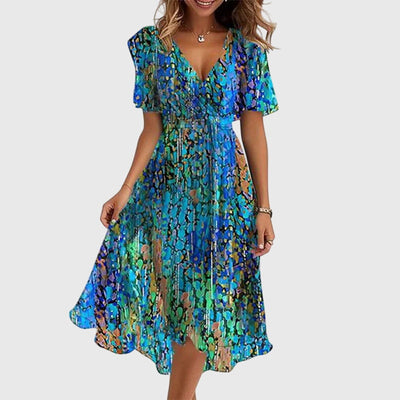 Abito da donna in chiffon con stampa floreale primaverile