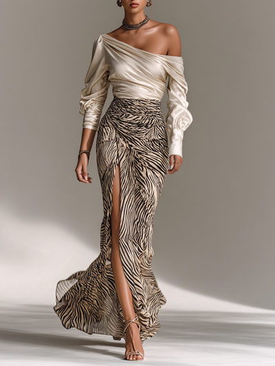 Top lungo in satin con spalle scoperte