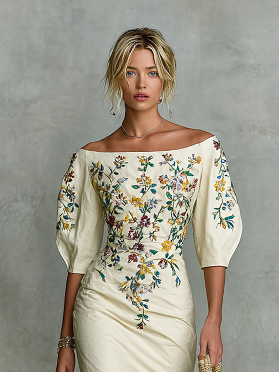 Abito midi da donna con scollo monospalla