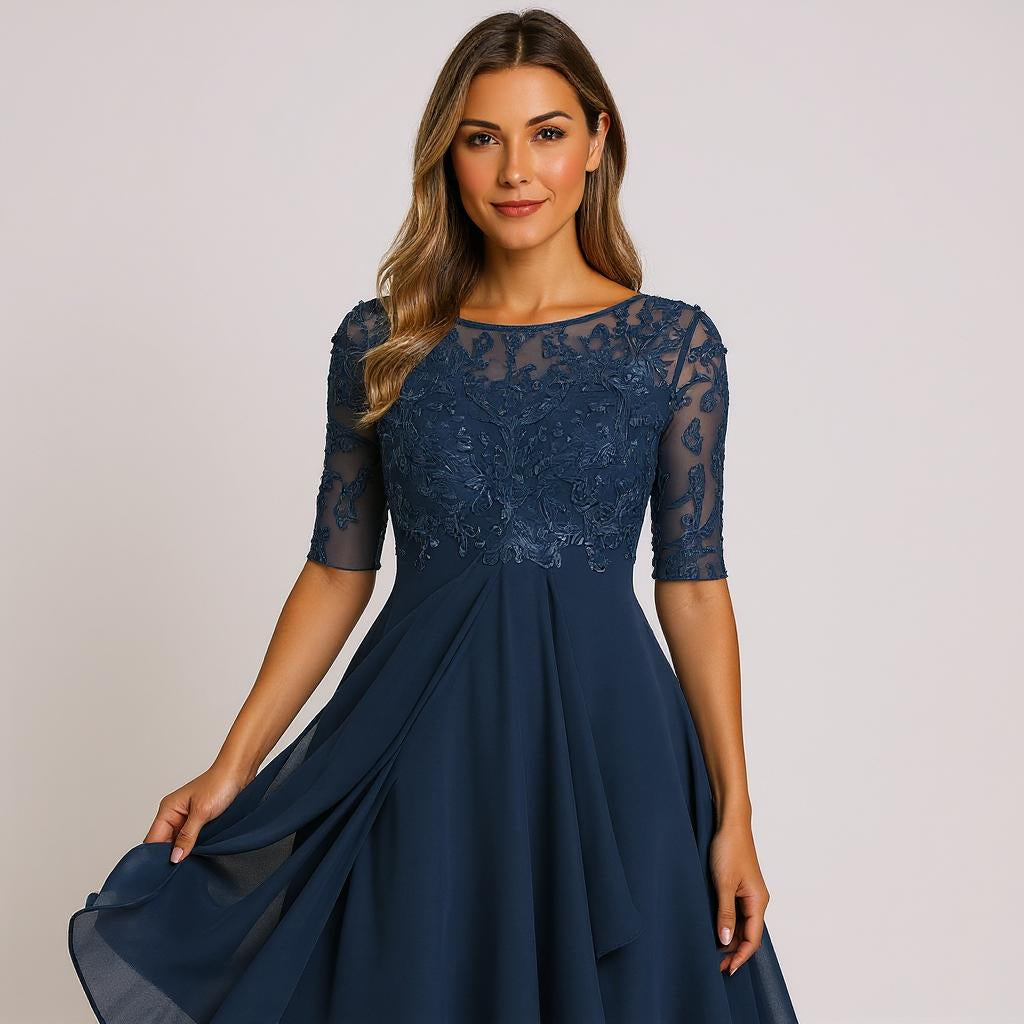 Abito da cerimonia elegante con pizzo