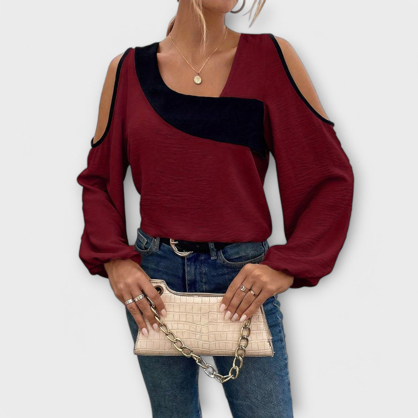 Scarlett - Blusa colorata con scollo quadrato