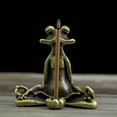 Meditoad - Elegante porta incenso in metallo a forma di zaba