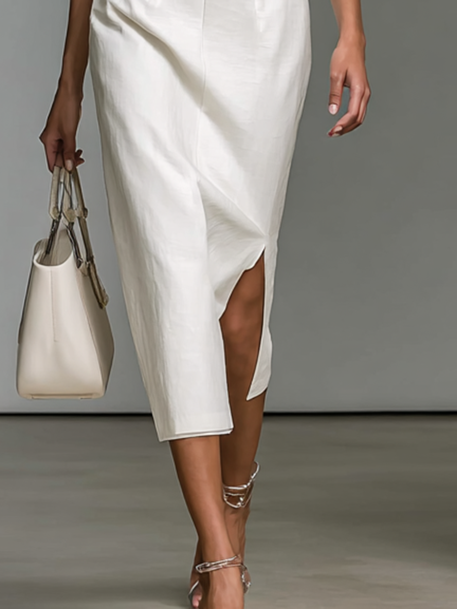Abito Midi da Donna con Scollo a V Ricamato