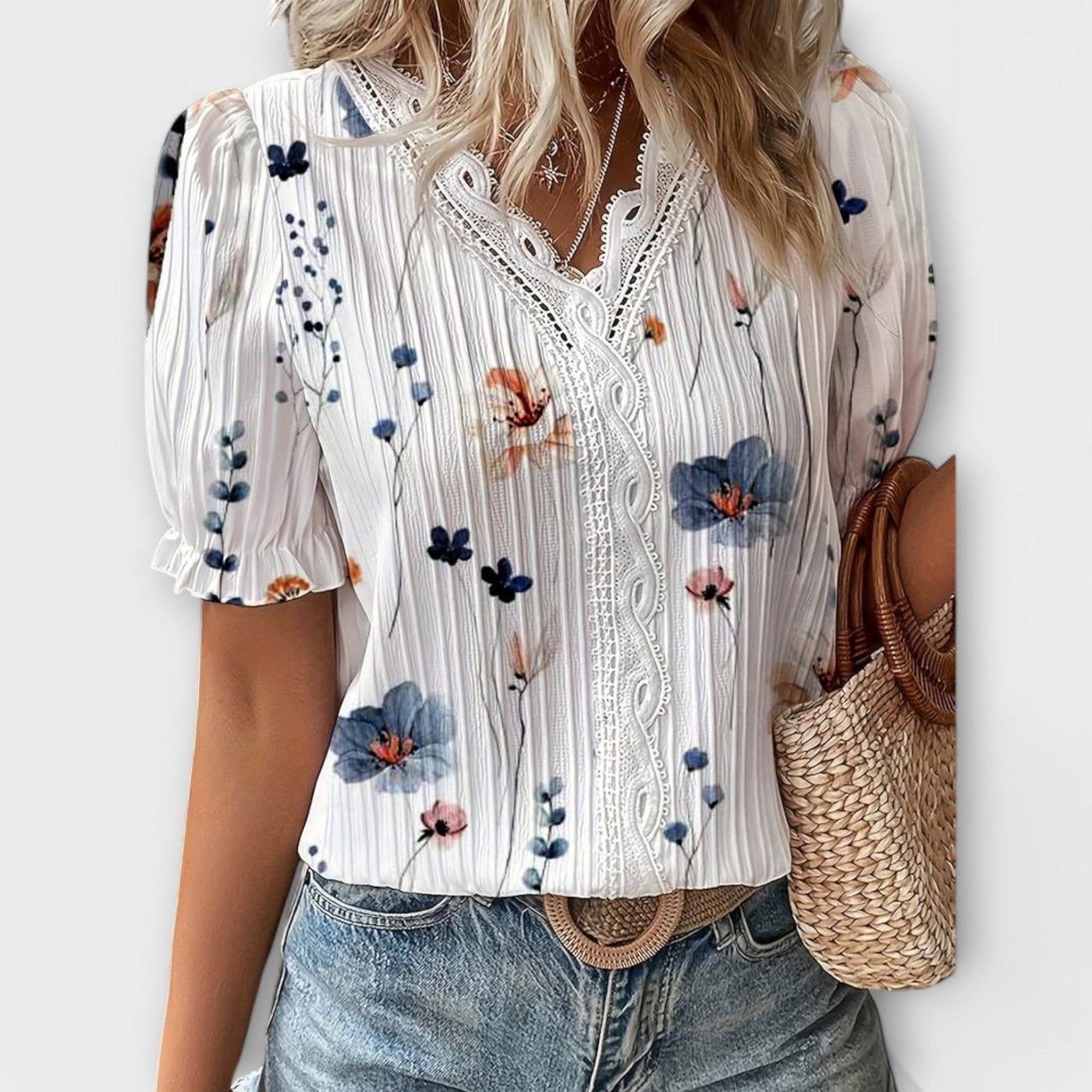 Emily - Blusa elegante con scollo a V