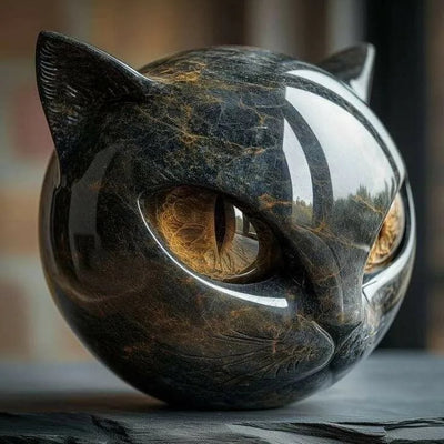 Scultura felina mistica in marmo levigato