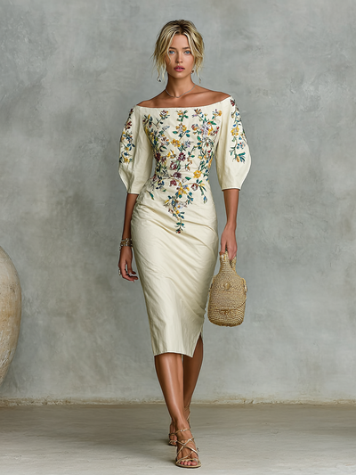 Abito midi da donna con scollo monospalla