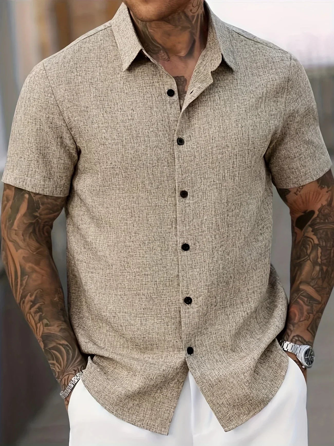Lenoir™ | Chemise légère à manches courtes en mélange de lin