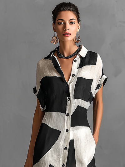 Abito chemisier lungo in chiffon da donna