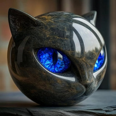 Scultura felina mistica in marmo levigato