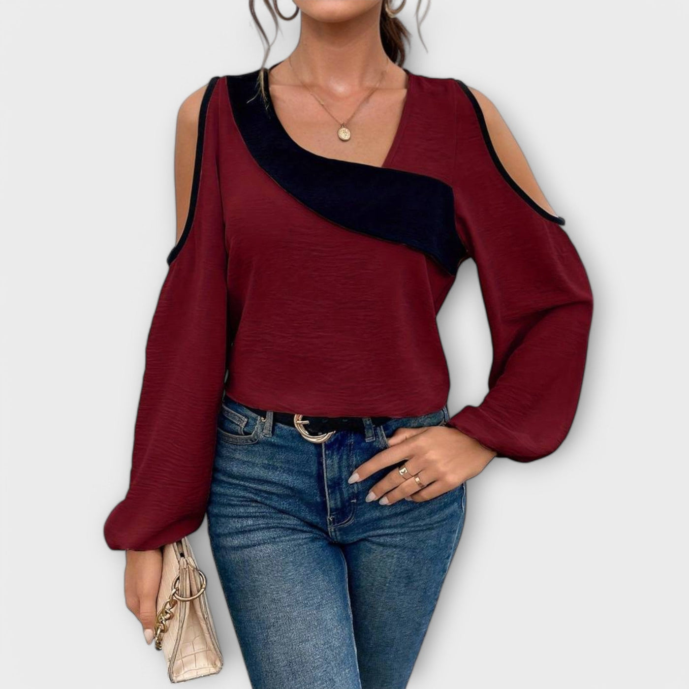 Scarlett - Blusa colorata con scollo quadrato