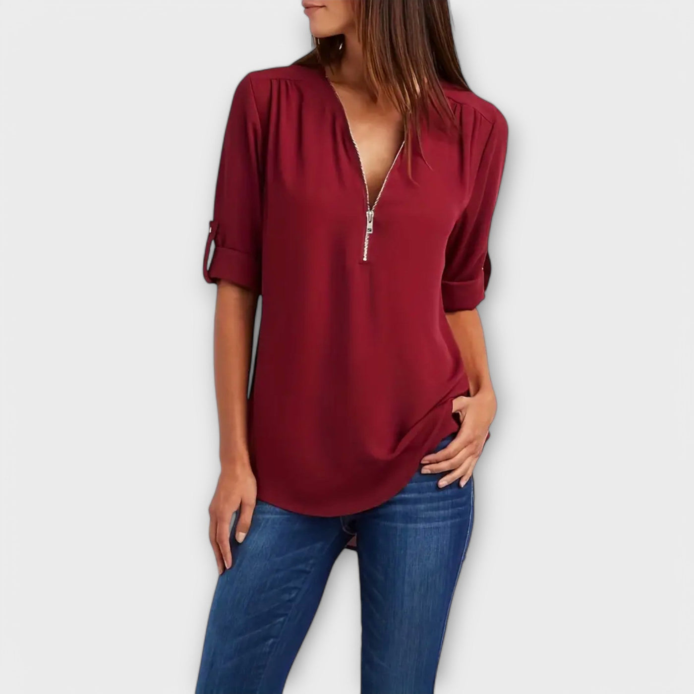 Olivia - Blusa casual con scollatura a V