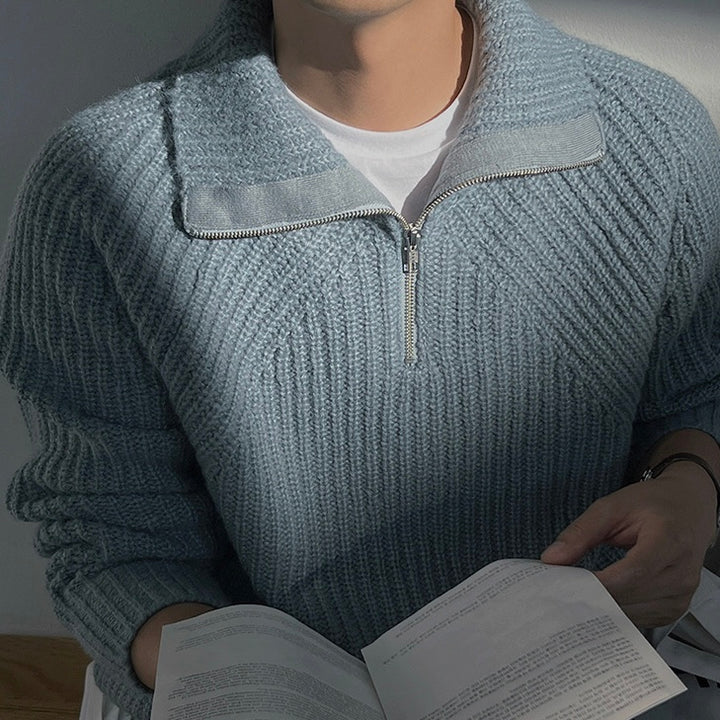 Lenoir™ | Pullover Azure con zip a quarti
