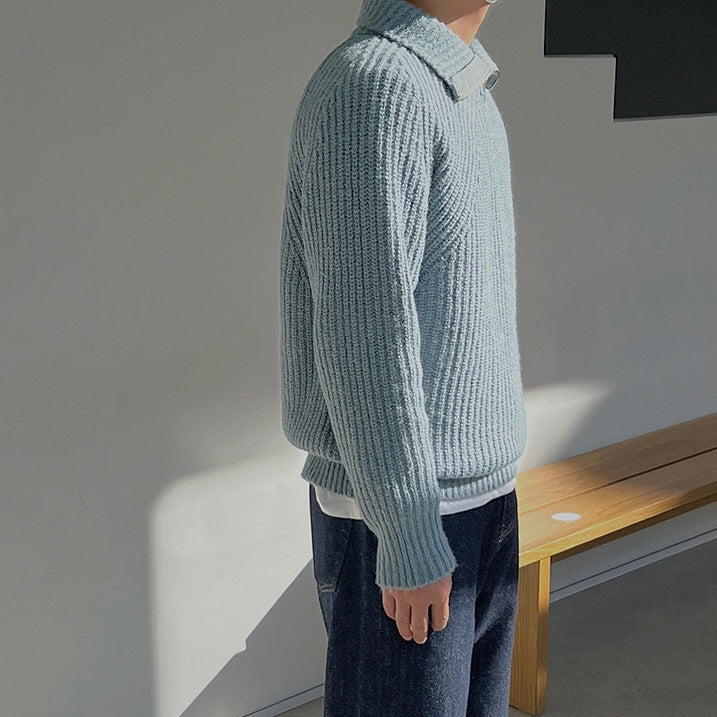 Lenoir™ | Pullover Azure con zip a quarti