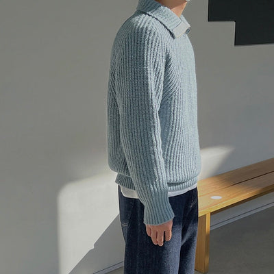 Lenoir™ | Pullover Azure con zip a quarti