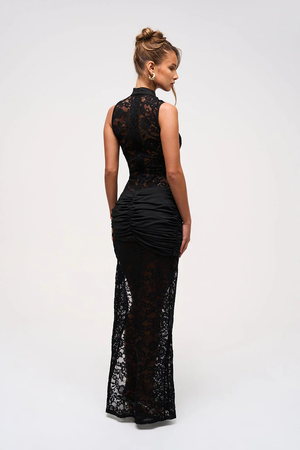 Diletta™ | Abito Lungo in Pizzo Nero