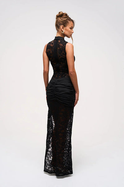 Diletta™ | Abito Lungo in Pizzo Nero